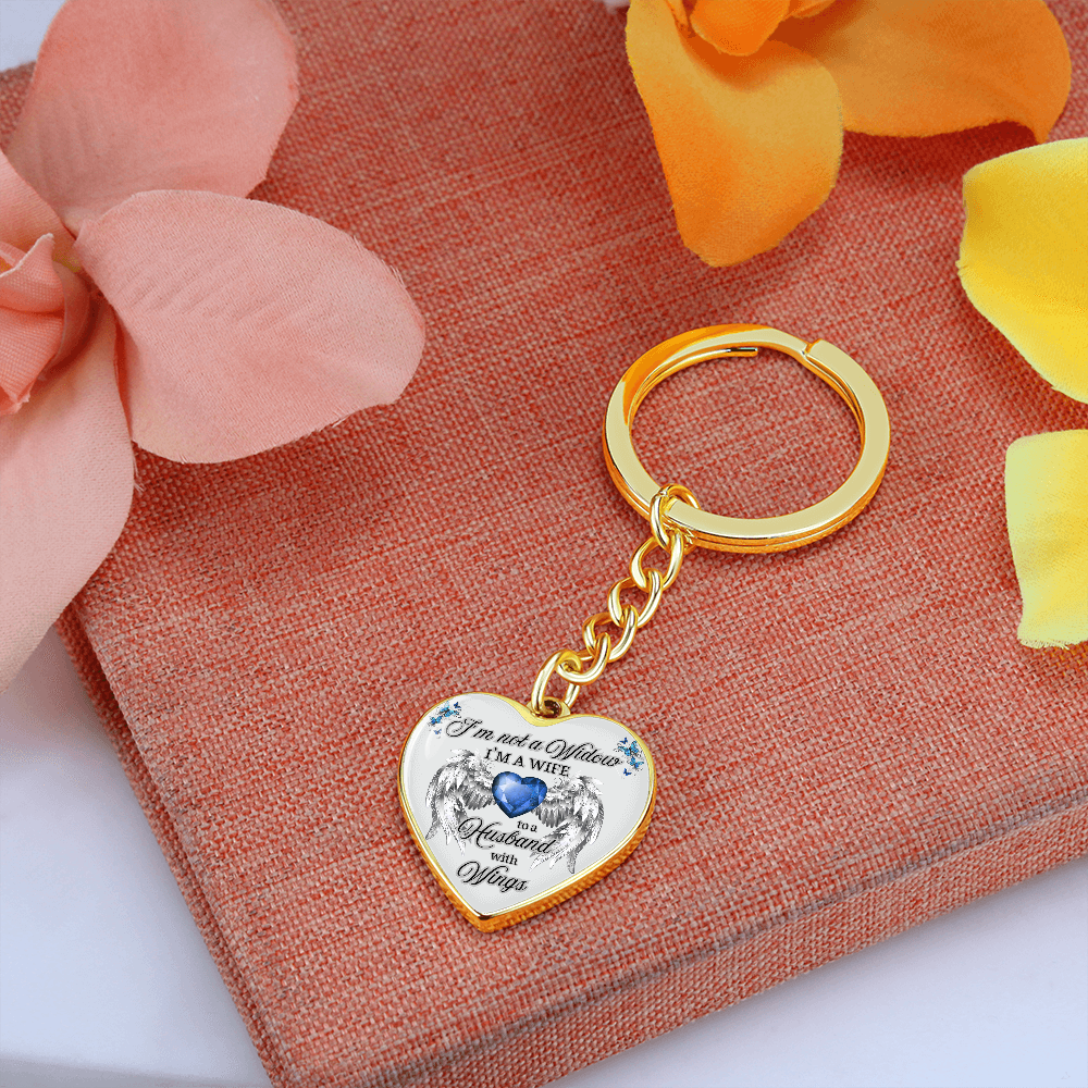 I'm Not a Widow, I'm a Wife to a Husband with Wings – Memorial Heart Keychain – Remembrance Gift for Her by ShineOn Fulfillment