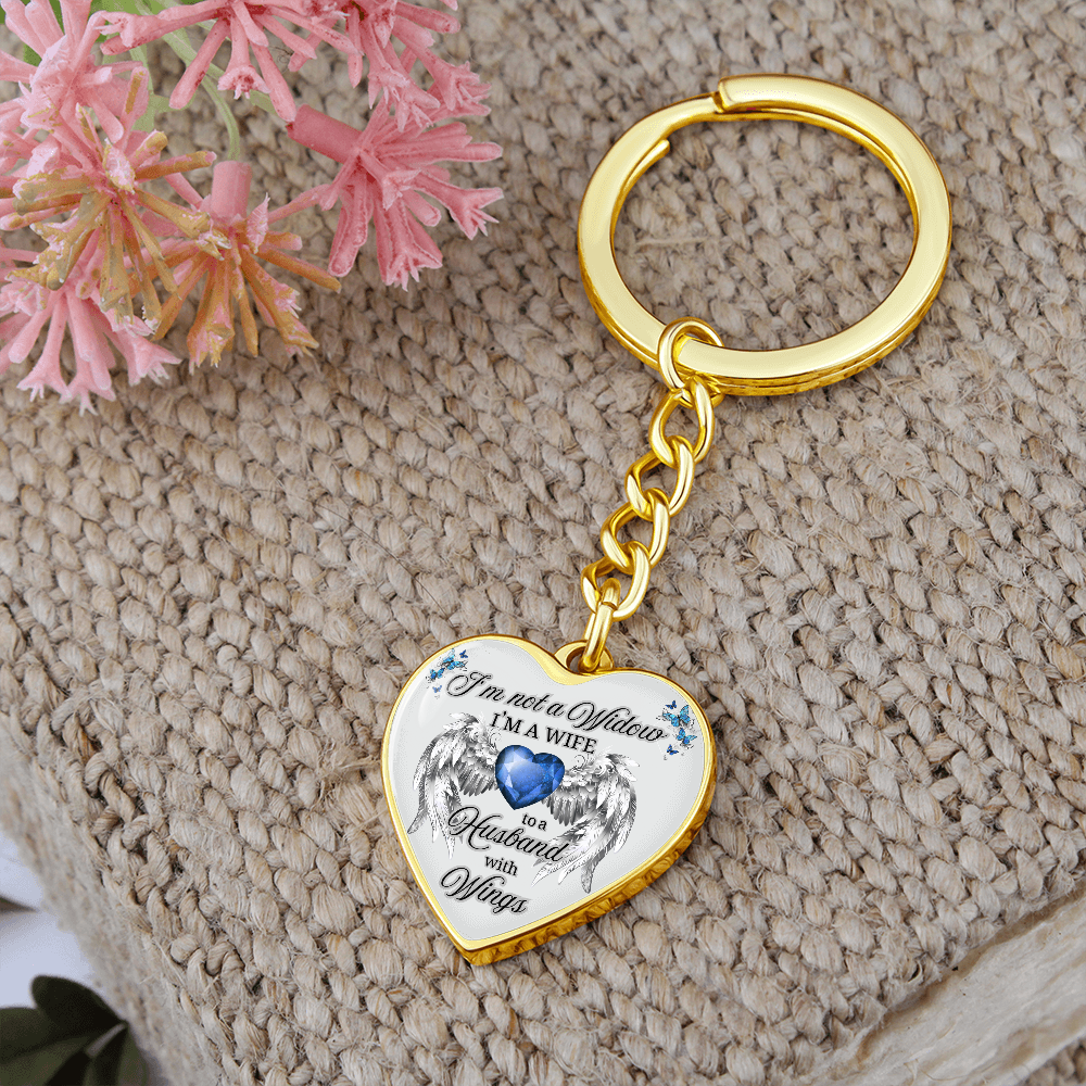 I'm Not a Widow, I'm a Wife to a Husband with Wings – Memorial Heart Keychain – Remembrance Gift for Her by ShineOn Fulfillment