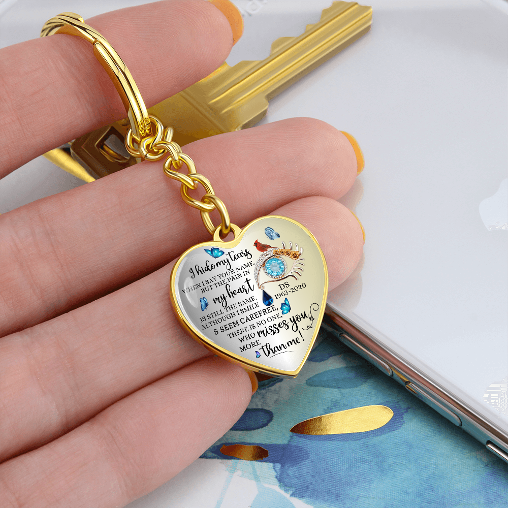 Memorial Heart Keychain with Engraved Message, Butterfly Tears Sympathy Gift, Remembrance Jewelry, Widow Gift, Grief Support Keepsake