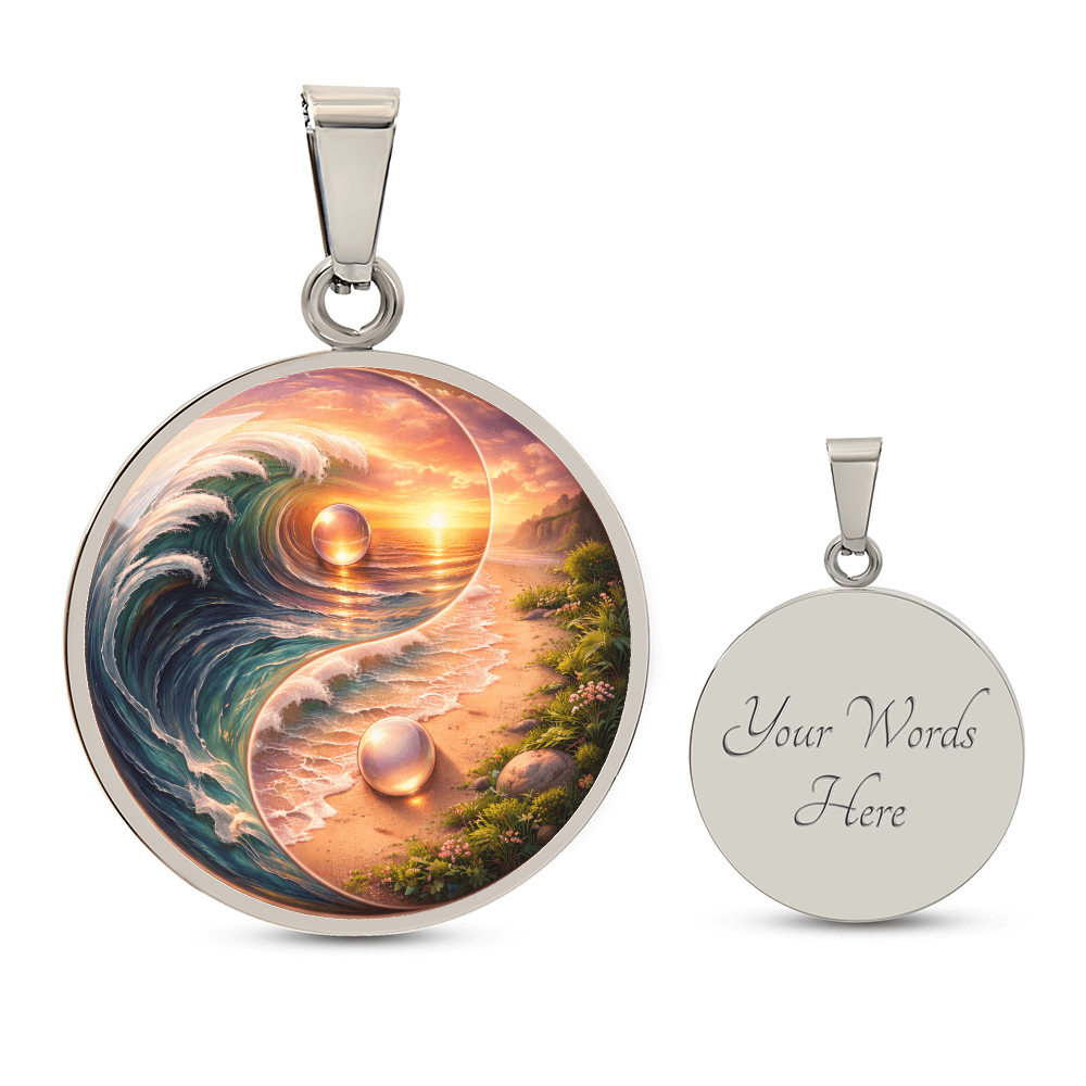 Yin Yang Sun & Sea Circle Pendant Necklace ShineOn Fulfillment
