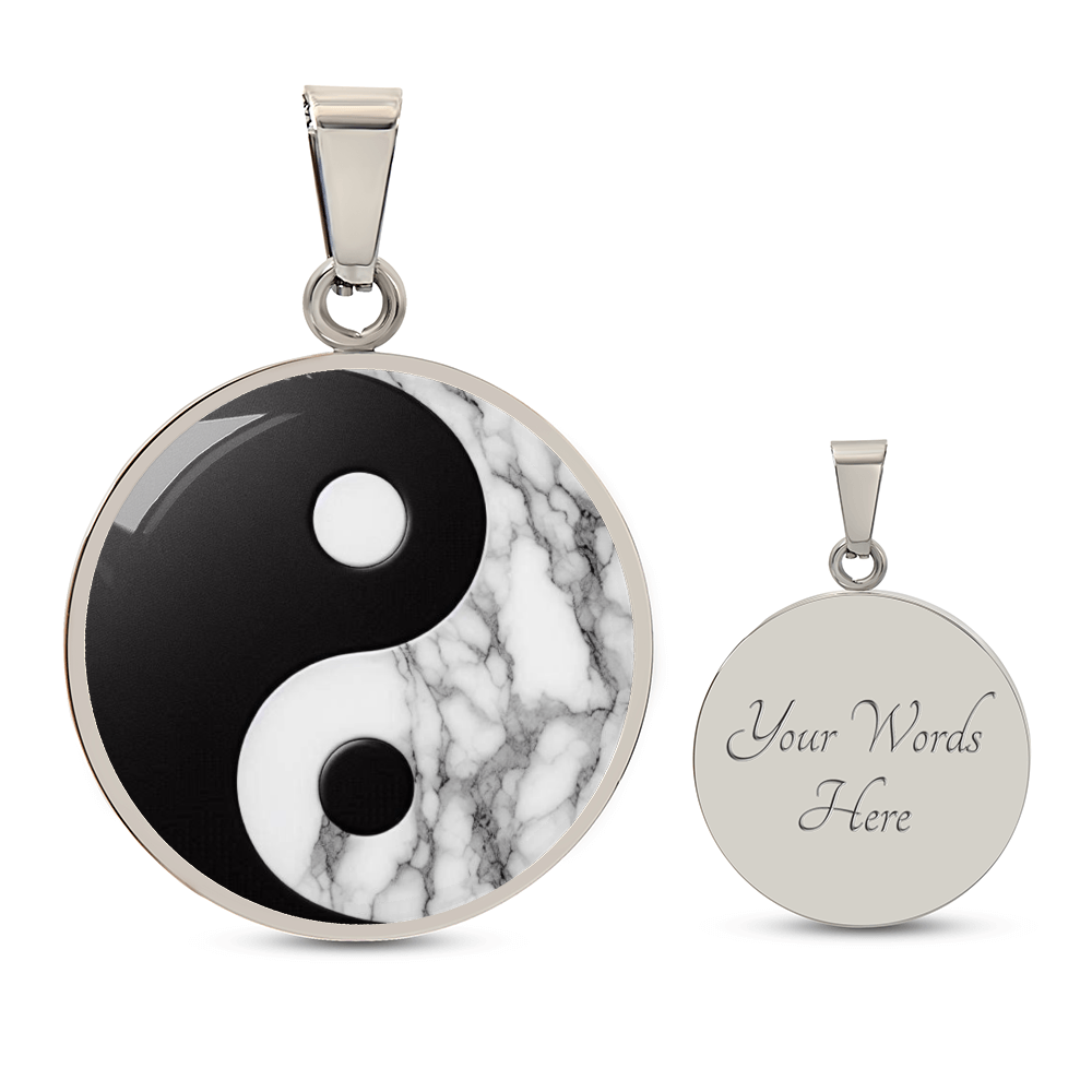 Yin Yang Marble Circle Pendant Necklace ShineOn Fulfillment