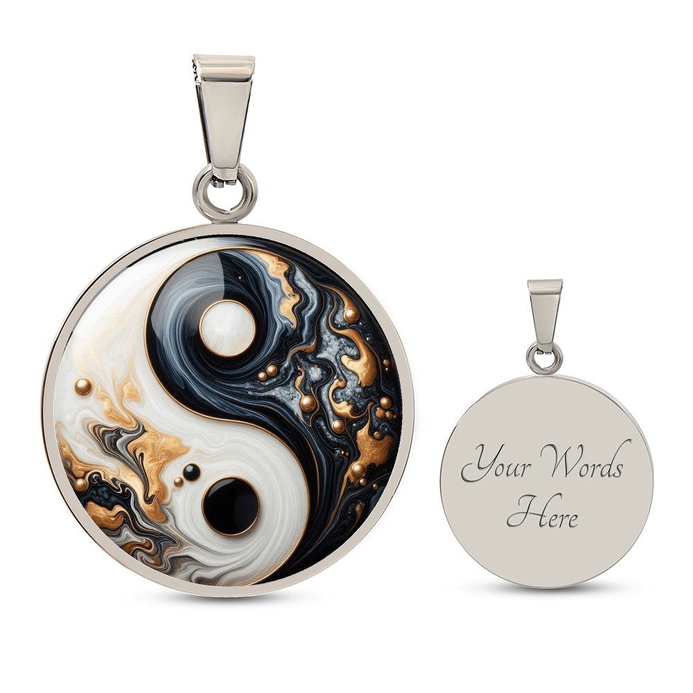 Luxury Modern Yin Yang Granite Pendant Necklace