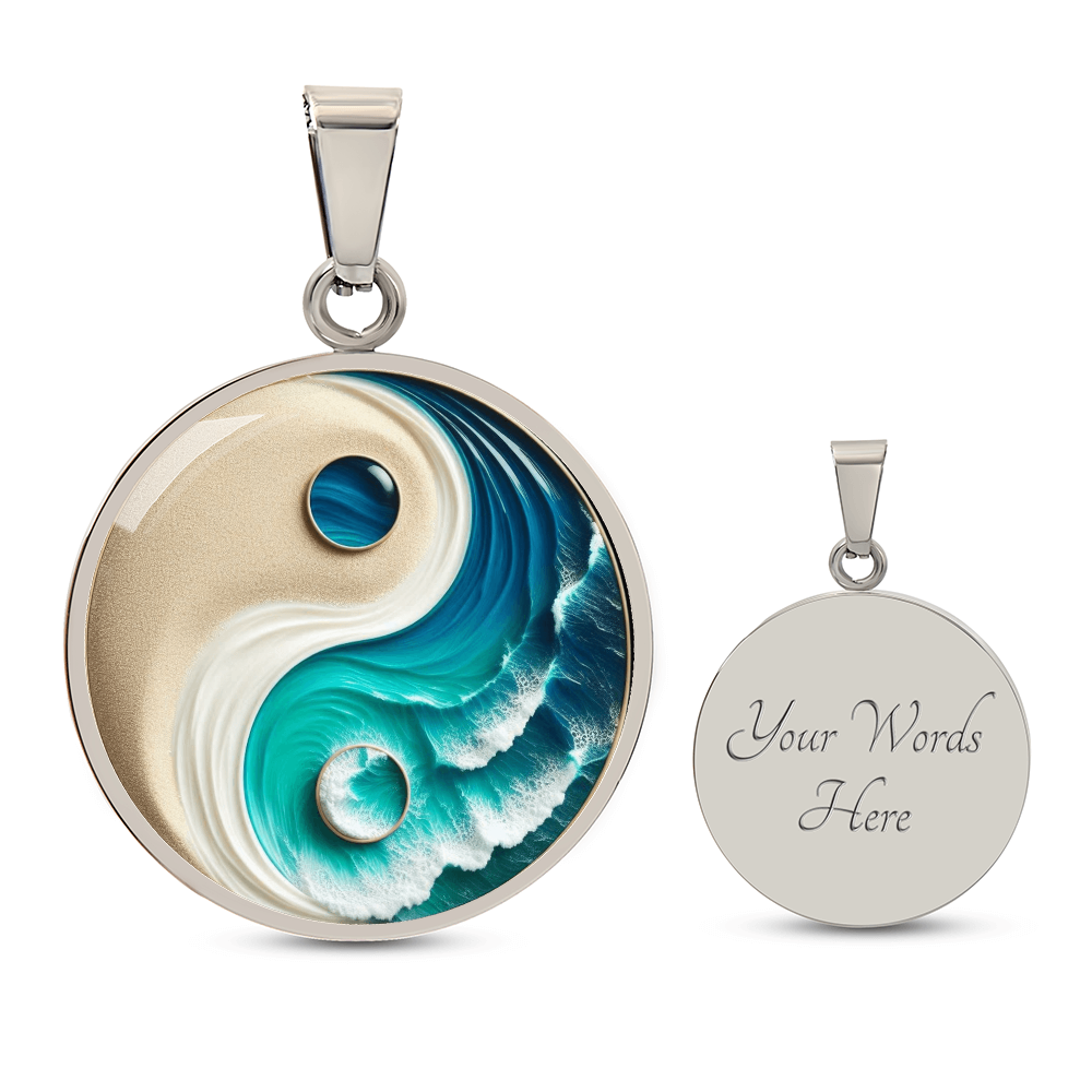 Turquoise Yin Yang Personalized Zen Pendant Necklace