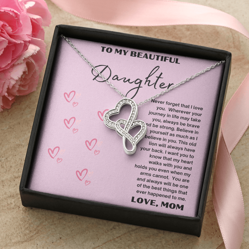 Heart-to-Heart Pendant Necklace To my Beautiful daughter, Love Mom