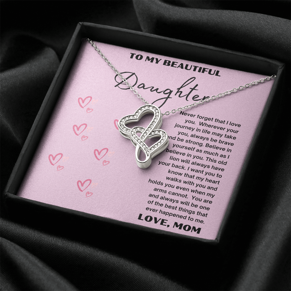 Heart-to-Heart Pendant Necklace To my Beautiful daughter, Love Mom