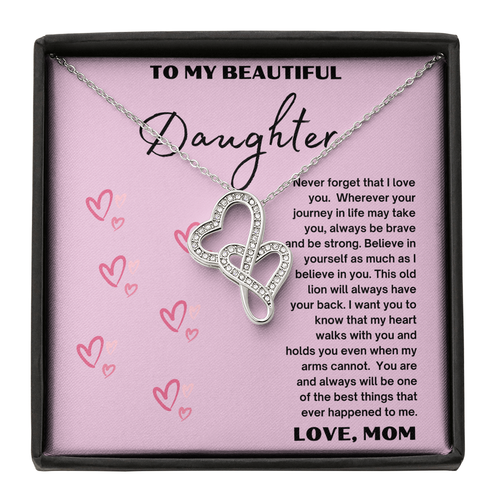 Heart-to-Heart Pendant Necklace To my Beautiful daughter, Love Mom