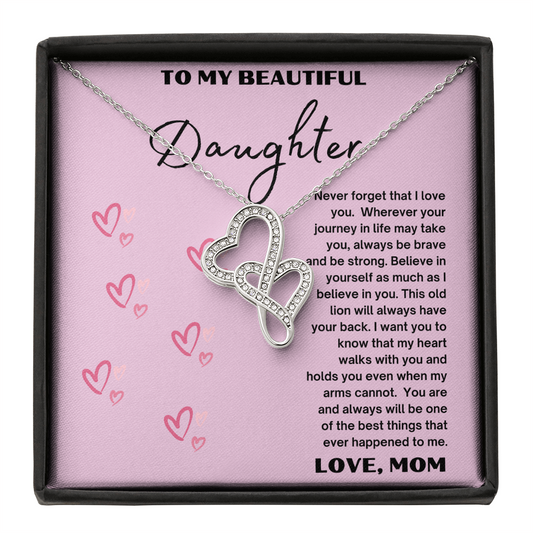 Heart-to-Heart Pendant Necklace To my Beautiful daughter, Love Mom