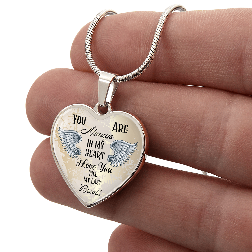 Personalized Heart pendant necklace with back engraving, You are always in my Heart ShineOn Fulfillment