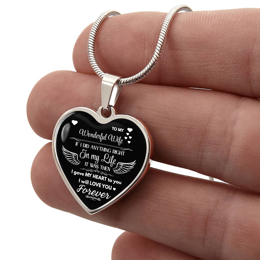 To My Wonderful Wife Heart Necklace | Angel Wings Love Gift | JewelryLuxeUS JewelryLuxeUS.Shop
