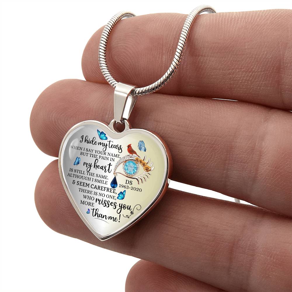 Memorial Necklace with heart pendant and name engraved
