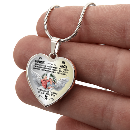 Personalized Memorial Photo Heart Necklace, Husband Loss Remembrance Gift, Custom Sympathy Jewelry, In Loving Memory Keepsake