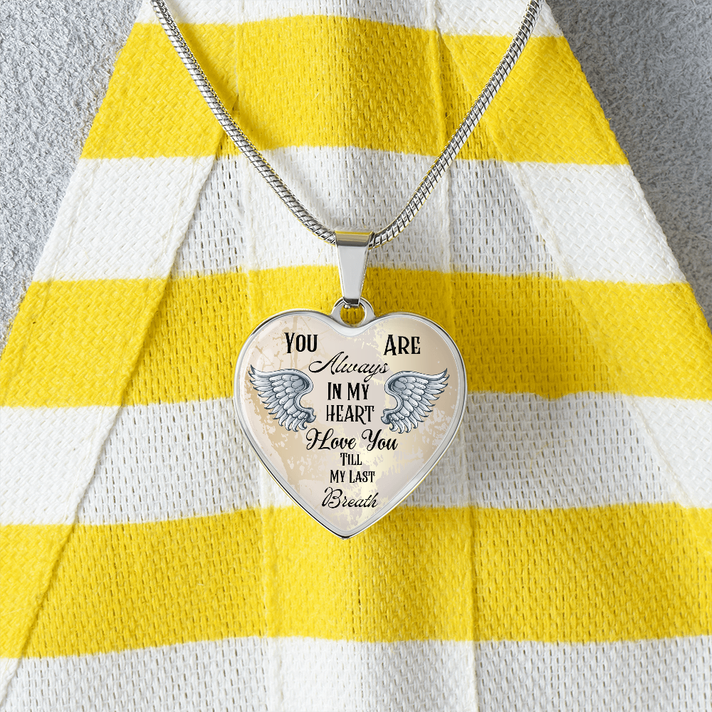 Personalized Heart pendant necklace with back engraving, You are always in my Heart ShineOn Fulfillment