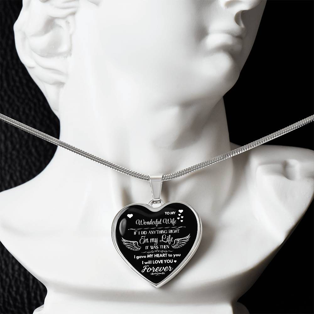 To My Wonderful Wife Heart Necklace | Angel Wings Love Gift | JewelryLuxeUS JewelryLuxeUS.Shop