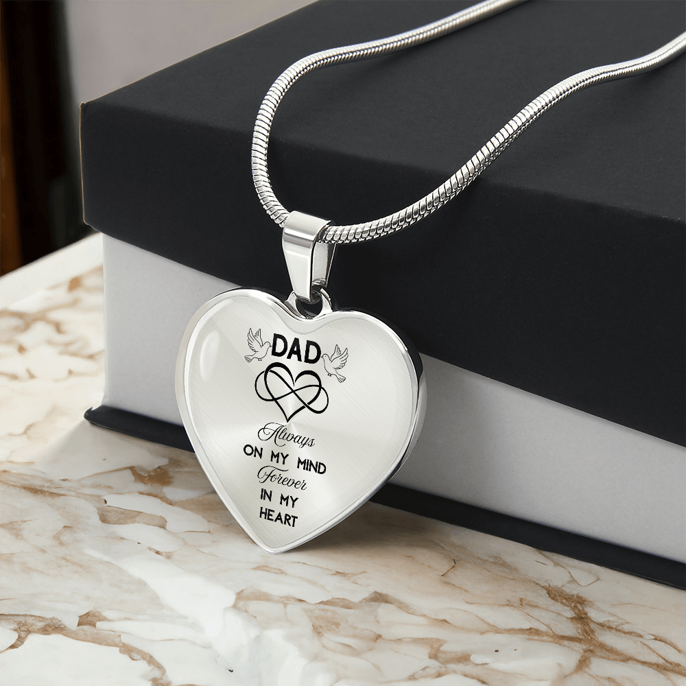 In Loving Memory Dad Necklace – Luxury Heart Memorial Jewelry for Loss of Father