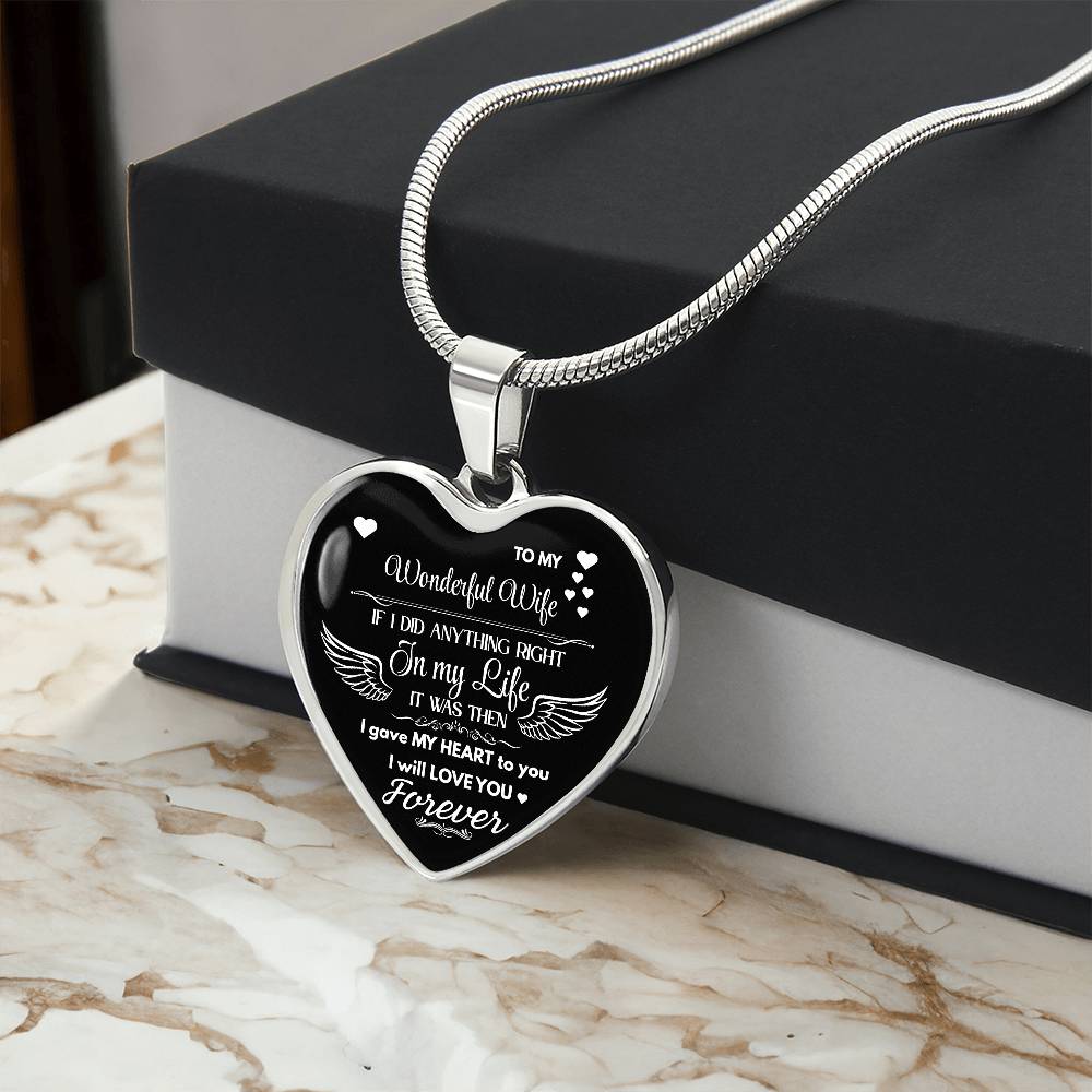 To My Wonderful Wife Heart Necklace | Angel Wings Love Gift | JewelryLuxeUS JewelryLuxeUS.Shop