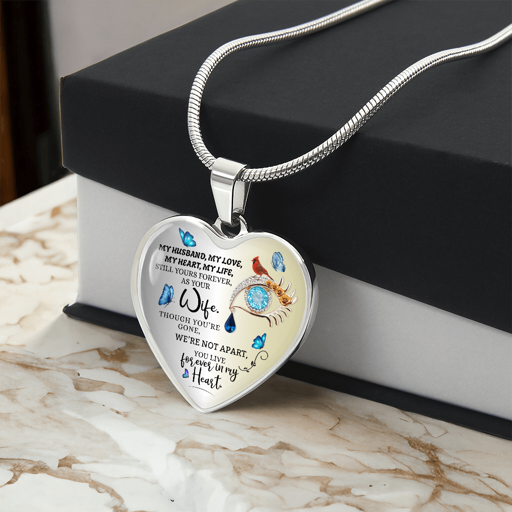 Luxury Personalized Heart Necklace, Husband Loss Gift for Wife, Memorial Jewelry, Remembrance Necklace, Forever Love Keepsake