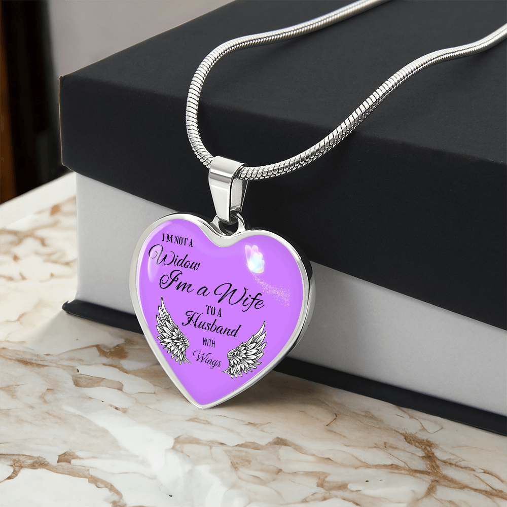 Luxury Graphic Heart Necklace " I'm not a Widow..."