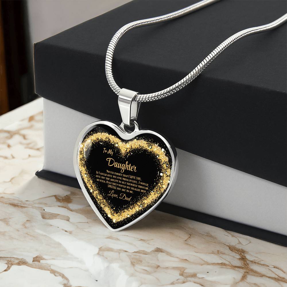Luxury Heart pendant Necklace To my Daughter, love Dad by ShineOn Fulfillment
