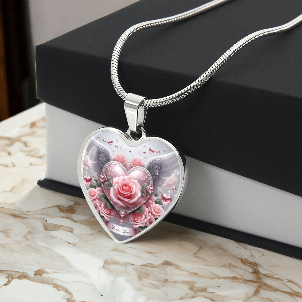 Luxury Heart Necklace Memorial Jewelry – Forever Loved Graphic Pendant Gift for Women Loved One Keepsake by ShineOn Fulfillment