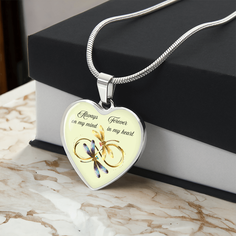 Luxury Graphic Heart Necklace – Always on My Mind, Forever in My Heart Personalized Memorial Jewelry