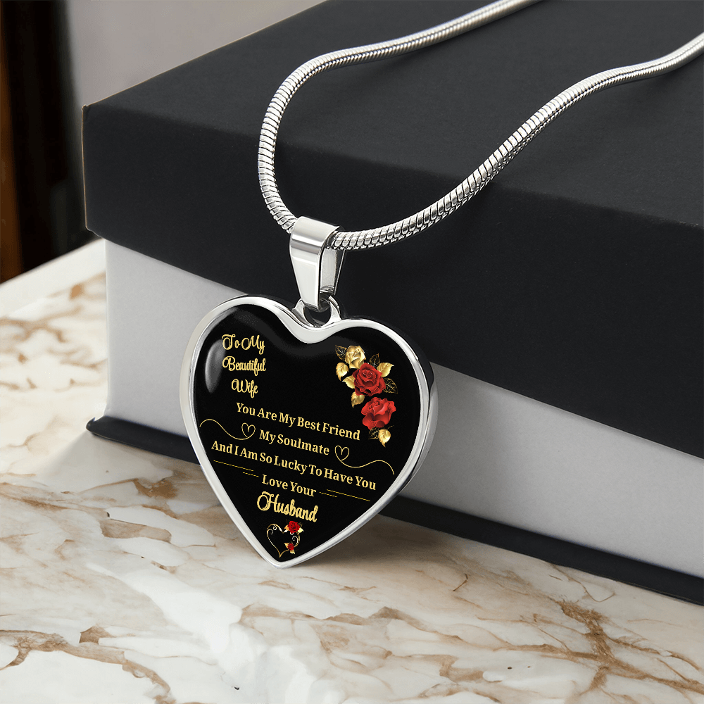Luxury Graphic Heart Necklace to My Wife You Are My Best Friend I Always Love You Heart Pendant Necklace to Wife Anniversary Birthday Gift From Husband by ShineOn Fulfillment