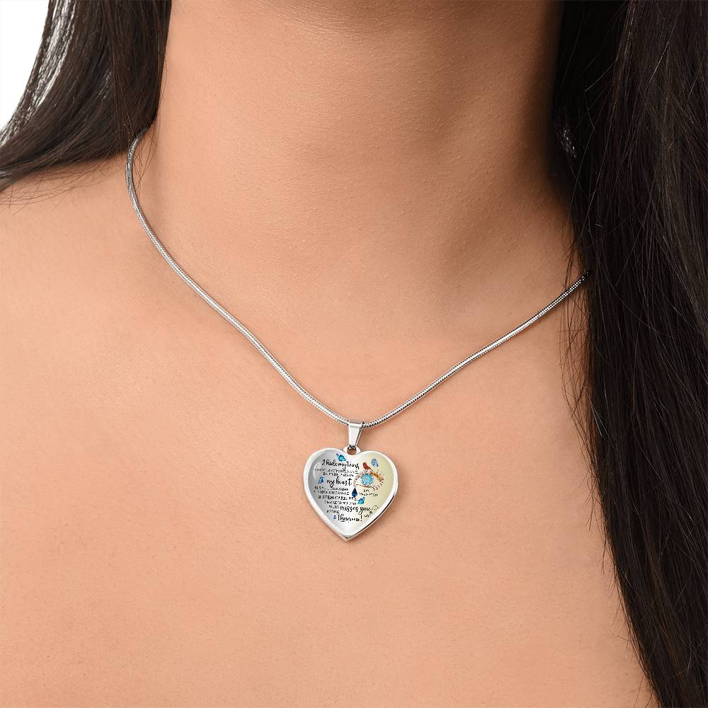 Memorial Necklace with heart pendant and name engraved