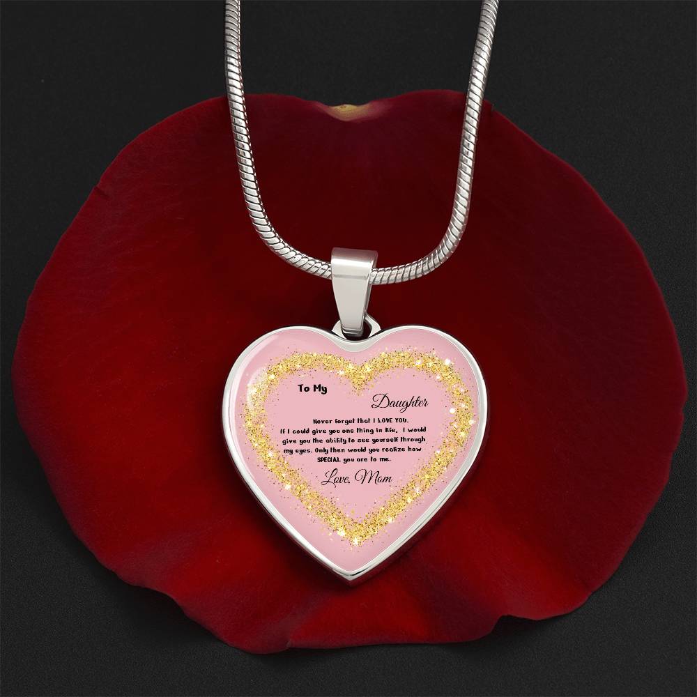Luxury Heart Pendant Necklace – To My Daughter, Love Mom | Personalized Jewelry Gift by ShineOn Fulfillment
