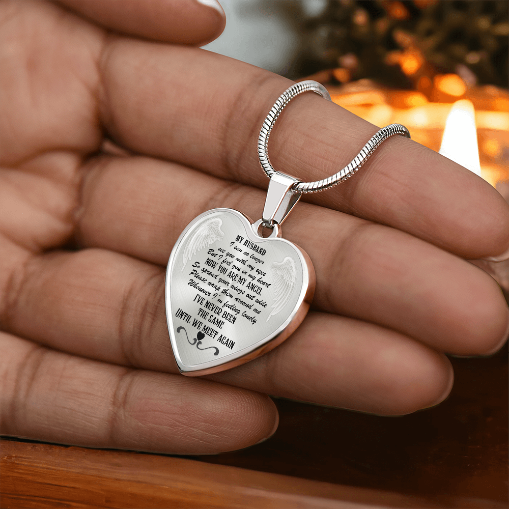 In Loving Memory of My Husband – Until We Meet Again Necklace – Memorial Heart Jewelry – Grief and Loss Gift for Her, personalized
