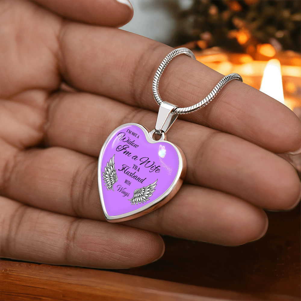 Luxury Graphic Heart Necklace " I'm not a Widow..."