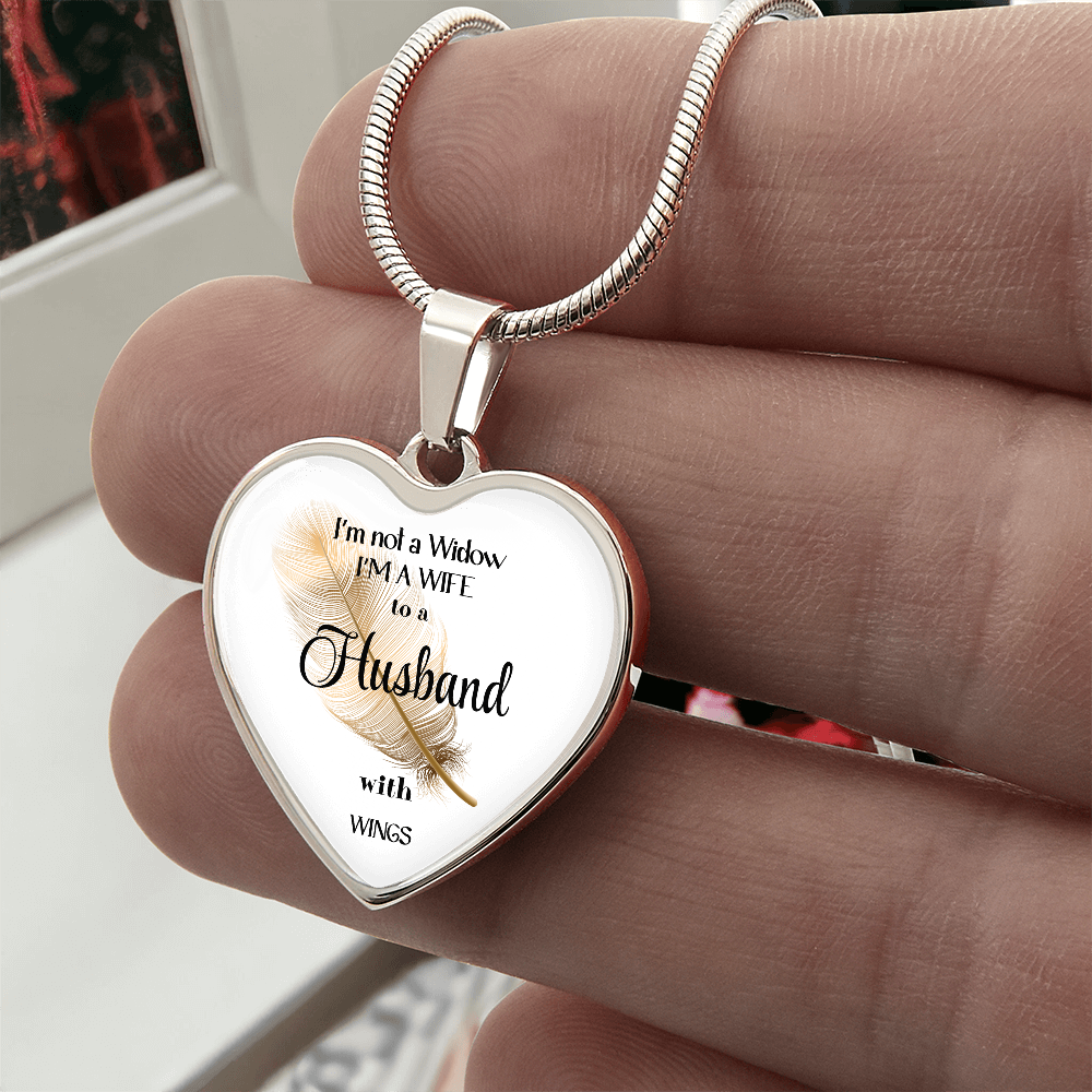 In Loving Memory Husband Necklace – Angel Wings Heart Tribute Jewelry | Elegant Memorial & Sympathy Gift by ShineOn Fulfillment