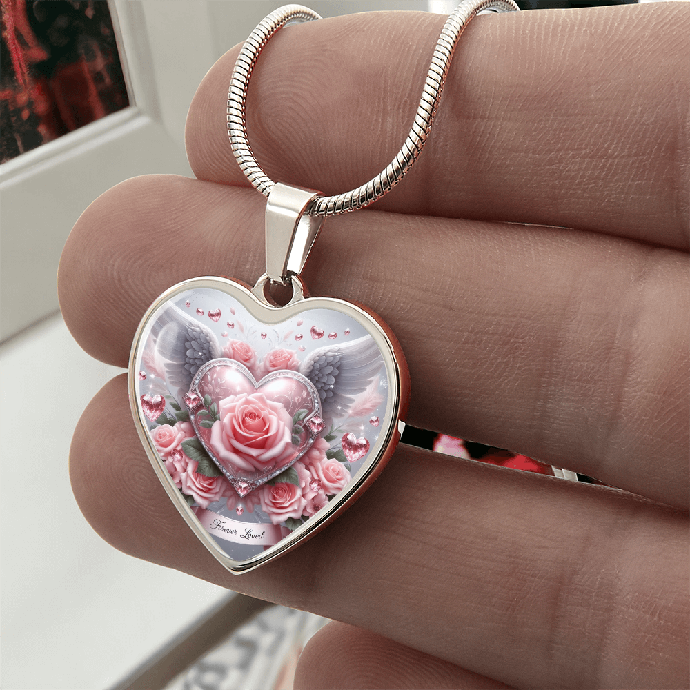 Luxury Heart Necklace Memorial Jewelry – Forever Loved Graphic Pendant Gift for Women Loved One Keepsake by ShineOn Fulfillment