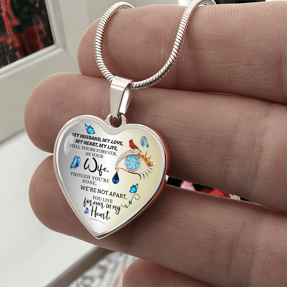 Luxury Personalized Heart Necklace, Husband Loss Gift for Wife, Memorial Jewelry, Remembrance Necklace, Forever Love Keepsake