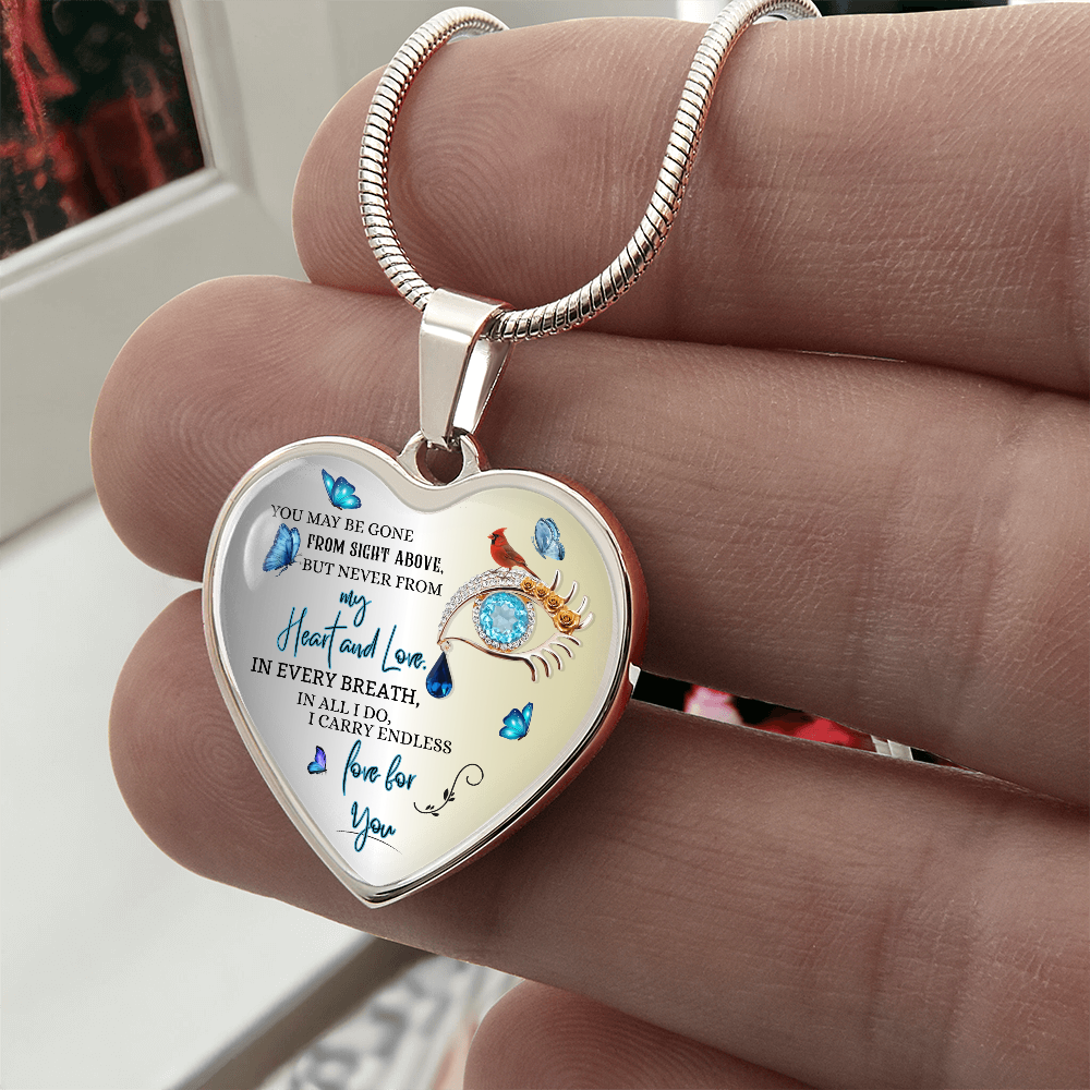 Luxury Heart Necklace, Husband Memorial Jewelry for Wife, Personalized Remembrance Gift, Forever Love Pendant