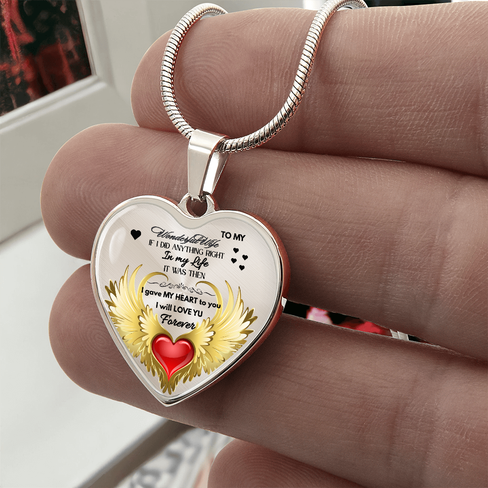 To My Wonderful Wife Angel Wings Necklace – Love Gift for Wife, Romantic Jewelry for Anniversary, Birthday or Valentine's Day by ShineOn Fulfillment