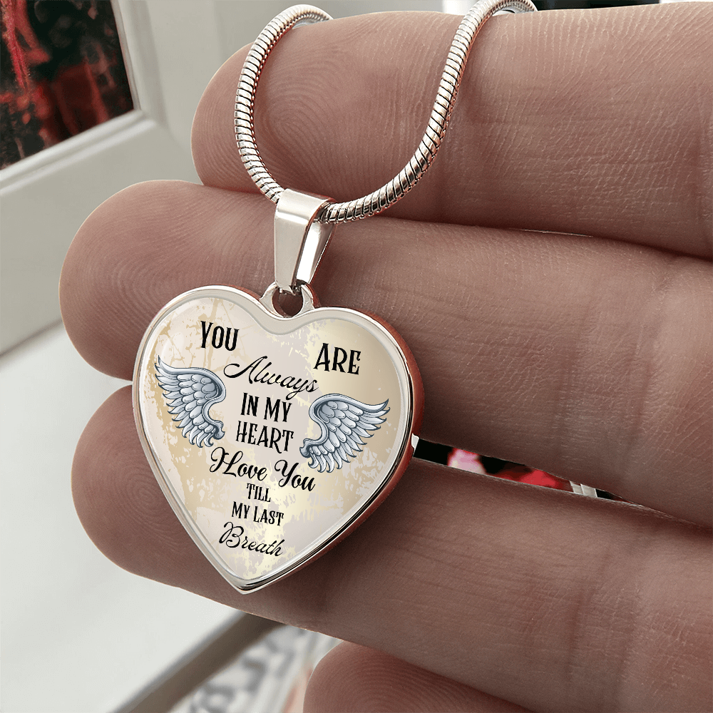 Personalized Heart pendant necklace with back engraving, You are always in my Heart ShineOn Fulfillment