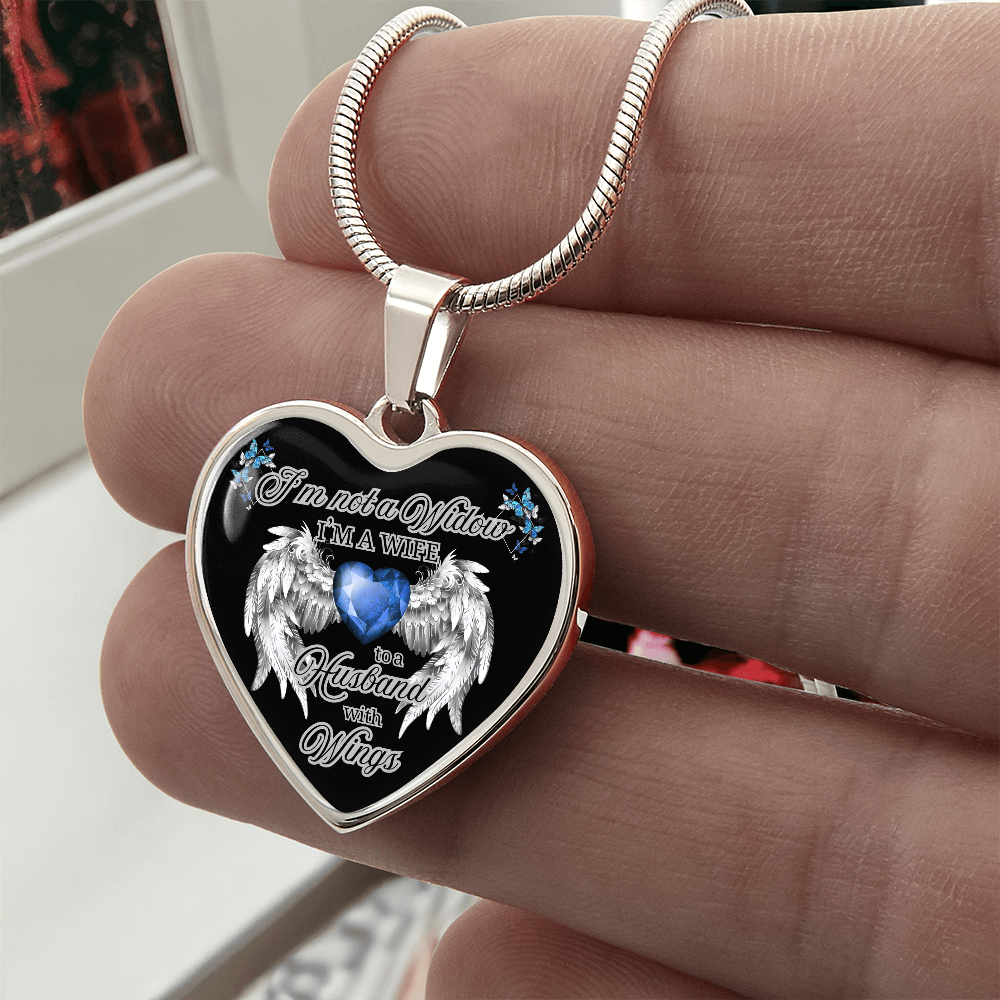 Wife to a Husband with Wings Memorial Necklace – Luxury Heart Pendant – Sympathy Gift for Loss of Husband – Remembrance Jewelry for Her by ShineOn Fulfillment