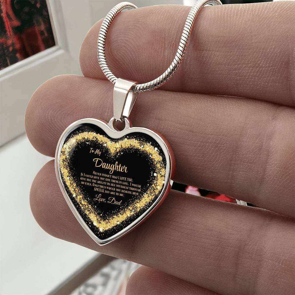 Luxury Heart pendant Necklace To my Daughter, love Dad by ShineOn Fulfillment