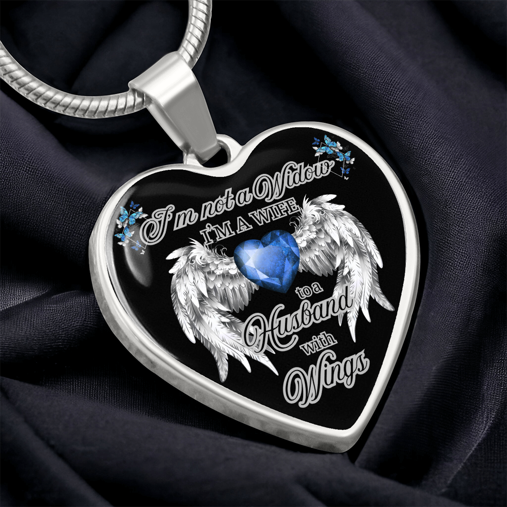 Wife to a Husband with Wings Memorial Necklace – Luxury Heart Pendant – Sympathy Gift for Loss of Husband – Remembrance Jewelry for Her by ShineOn Fulfillment