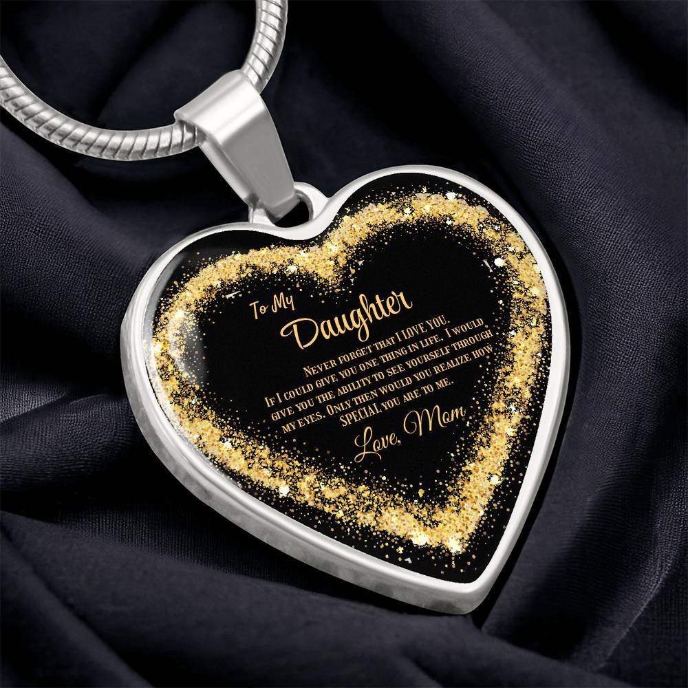 Luxury Heart Pendant Necklace – To My Daughter, Love Mom | Sentimental Jewelry Gift by ShineOn Fulfillment