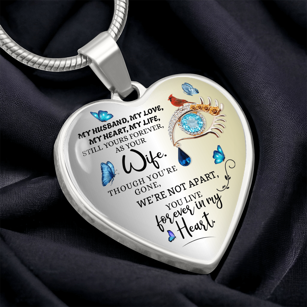 Luxury Personalized Heart Necklace, Husband Loss Gift for Wife, Memorial Jewelry, Remembrance Necklace, Forever Love Keepsake