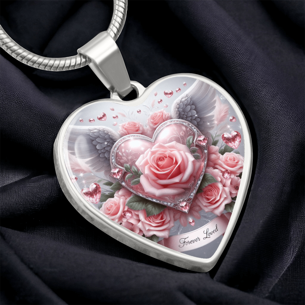 Luxury Heart Necklace Memorial Jewelry – Forever Loved Graphic Pendant Gift for Women Loved One Keepsake by ShineOn Fulfillment