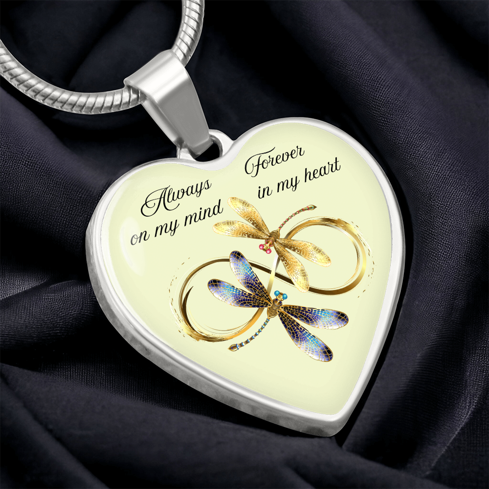 Luxury Graphic Heart Necklace – Always on My Mind, Forever in My Heart Personalized Memorial Jewelry