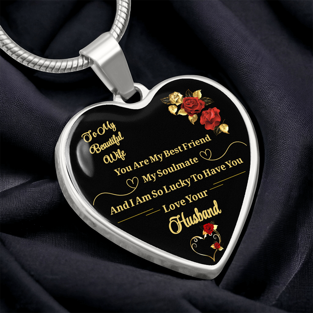 Luxury Graphic Heart Necklace to My Wife You Are My Best Friend I Always Love You Heart Pendant Necklace to Wife Anniversary Birthday Gift From Husband by ShineOn Fulfillment