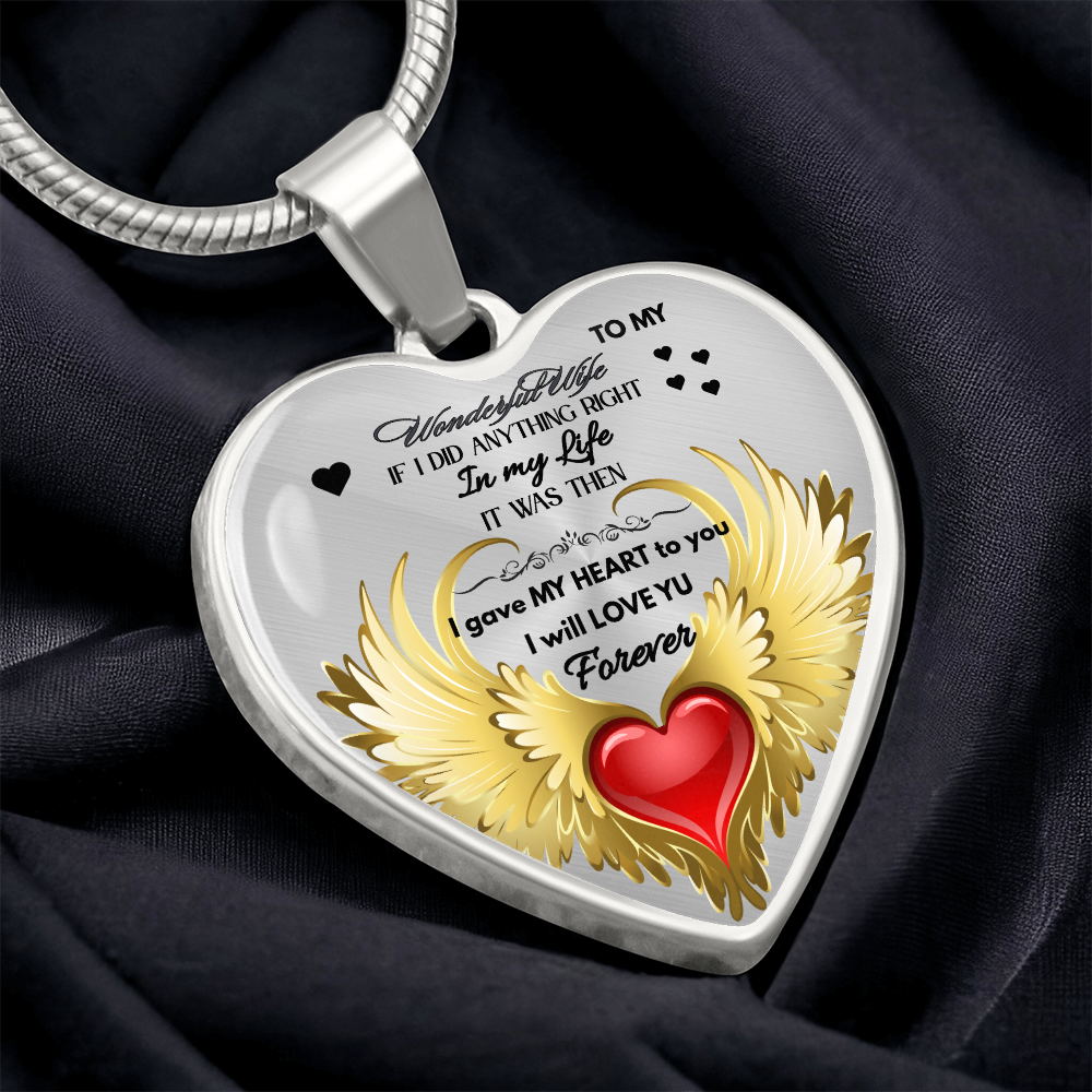 To My Wonderful Wife Angel Wings Necklace – Love Gift for Wife, Romantic Jewelry for Anniversary, Birthday or Valentine's Day by ShineOn Fulfillment