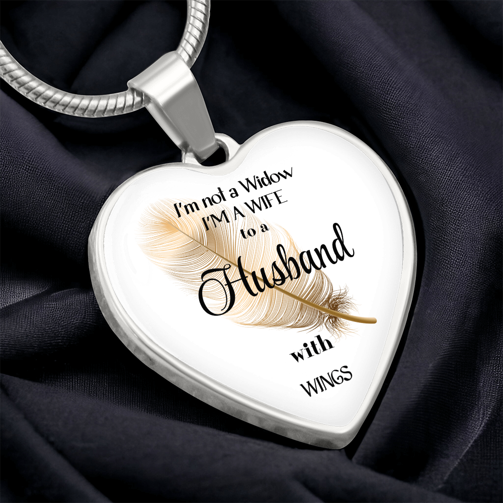 In Loving Memory Husband Necklace – Angel Wings Heart Tribute Jewelry | Elegant Memorial & Sympathy Gift by ShineOn Fulfillment
