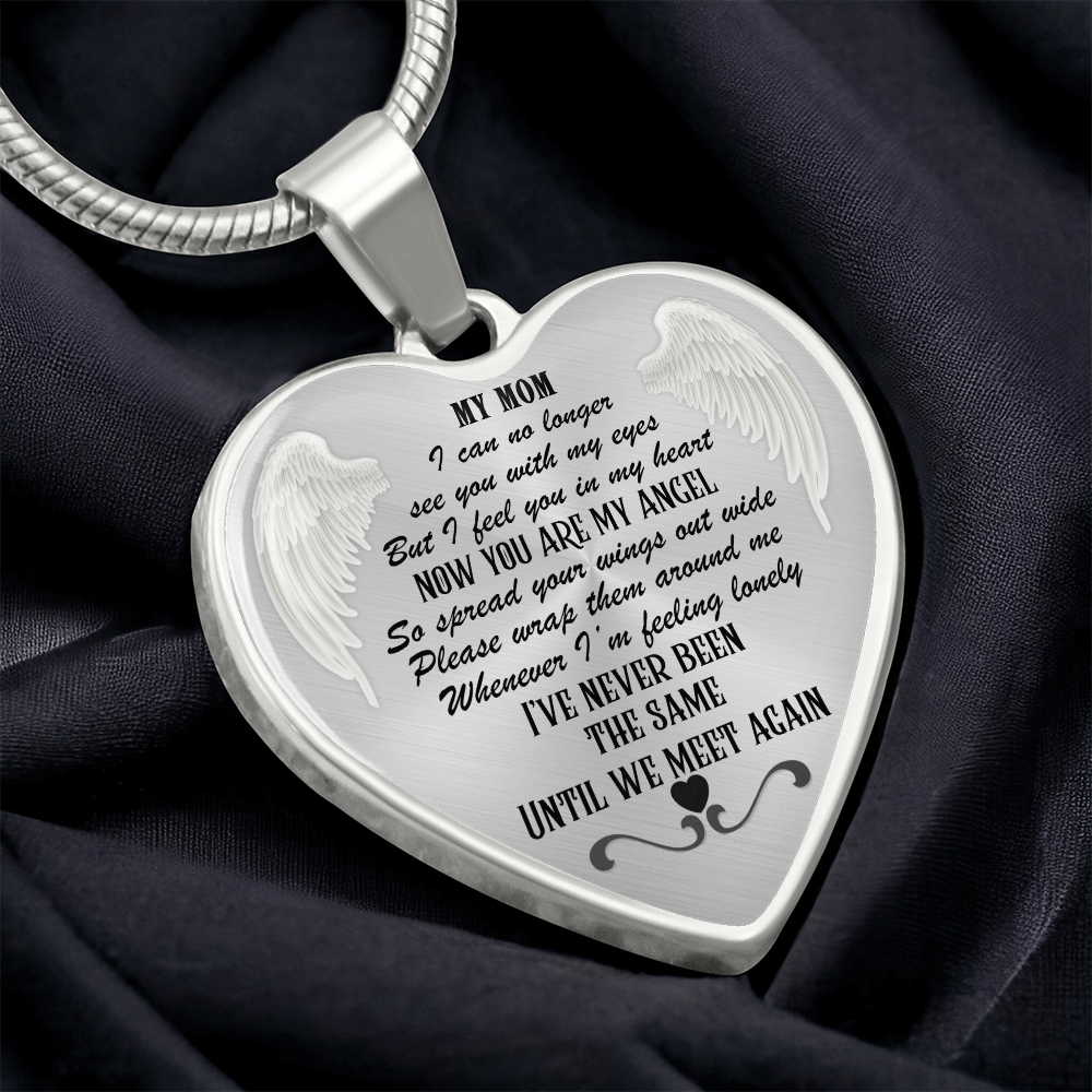 My Mom, My Angel Heart Pendant Memorial Necklace