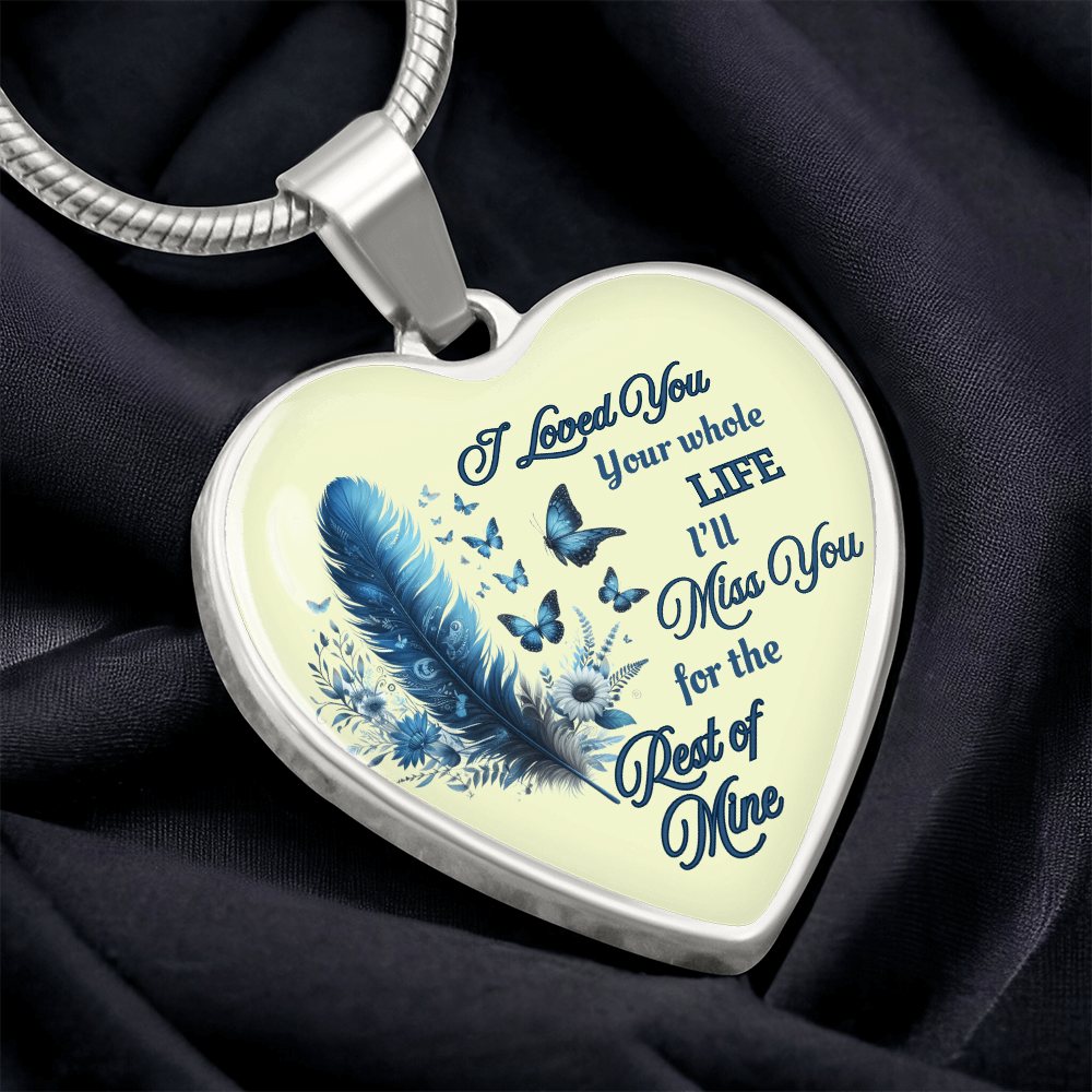 Necklace Memorial Blue Feather Heart Pendant Sympathy Gift for Loss "I Loved You Your Whole Life" by ShineOn Fulfillment