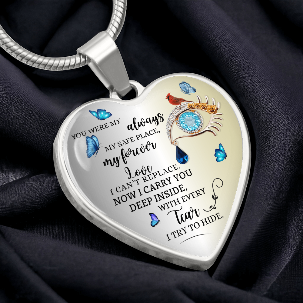 Forever Love Necklace for Wife, Husband Memorial Gift, Loss of Husband Jewelry, Sympathy Heart Pendant, In Loving Memory Keepsake