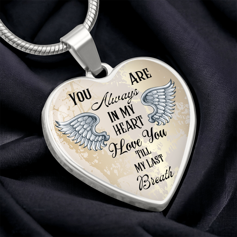 Personalized Heart pendant necklace with back engraving, You are always in my Heart ShineOn Fulfillment