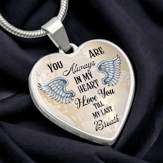 Personalized Heart pendant necklace with back engraving, You are always in my Heart ShineOn Fulfillment